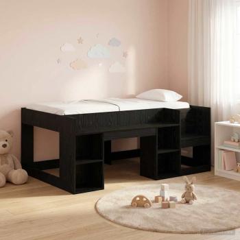 ARDEBO.de - Kinderbettgestell mit Stauraum Schwarz Eichen-Optik 80 x 160 cm