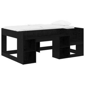 Kinderbettgestell mit Stauraum Schwarz Eichen-Optik 80 x 160 cm