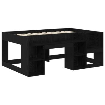 Kinderbettgestell mit Stauraum Schwarz Eichen-Optik 80 x 160 cm