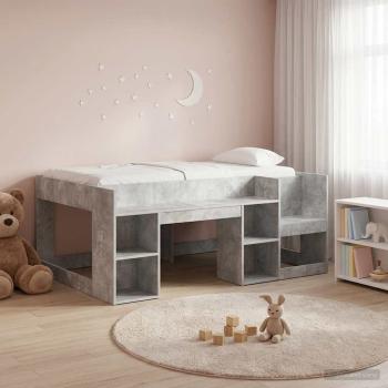 ARDEBO.de - Kinderbettgestell mit Stauraum Betongrau 80 x 160 cm