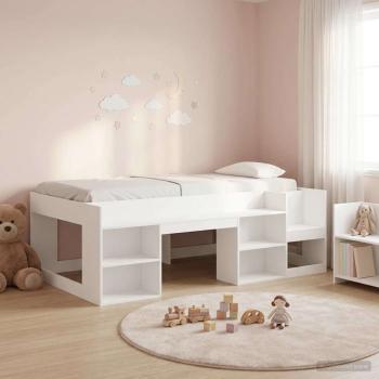 ARDEBO.de - Kinderbettgestell mit Stauraum Weiß 90 x 190 cm Holzwerkstoff