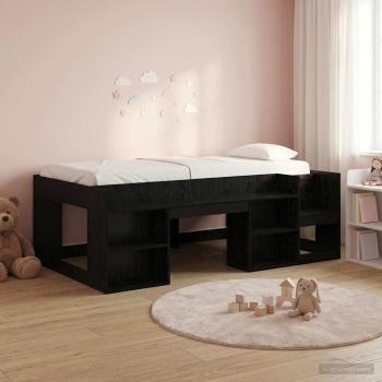 ARDEBO.de - Kinderbettgestell mit Stauraum Schwarz Eichen-Optik 90 x 190 cm