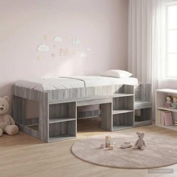ARDEBO.de - Kinderbettgestell mit Stauraum Sonoma-Grau 90 x 190 cm