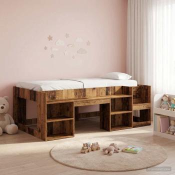 ARDEBO.de - Kinderbettgestell mit Stauraum Altholz 90 x 190 cm