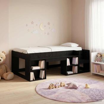 ARDEBO.de - Kinderbettgestell mit Stauraum Schwarz Eichen-Optik 75 x 190 cm