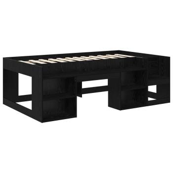 Kinderbettgestell mit Stauraum Schwarz Eichen-Optik 75 x 190 cm