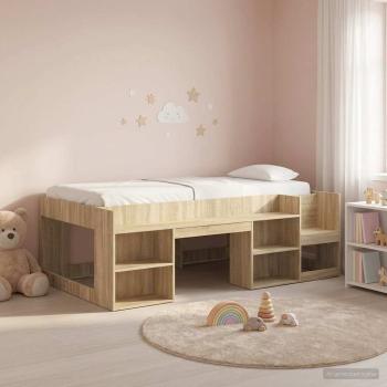ARDEBO.de - Kinderbettgestell mit Stauraum Sonoma-Eiche 75 x 190 cm
