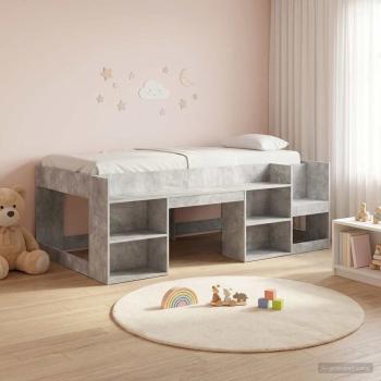ARDEBO.de - Kinderbettgestell mit Stauraum Betongrau 75 x 190 cm