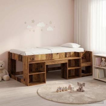 ARDEBO.de - Kinderbettgestell mit Stauraum Altholz 75 x 190 cm