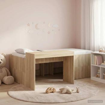 ARDEBO.de - Hochbett mit Schreibtisch für Kinder Sonoma-Eiche 80 x 200 cm