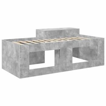 Hochbett mit Schreibtisch für Kinder Betongrau 80 x 200 cm