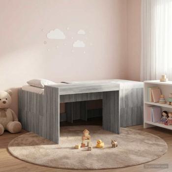 ARDEBO.de - Hochbett mit Schreibtisch für Kinder Grau Sonoma 80 x 200 cm