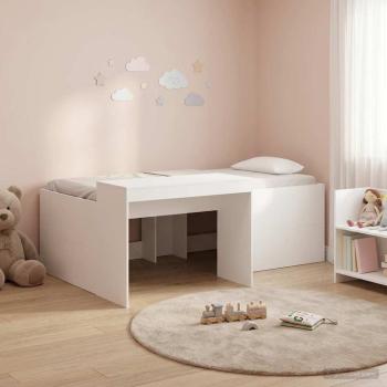 ARDEBO.de - Hochbett mit Schreibtisch für Kinder Weiß 90 x 200 cm