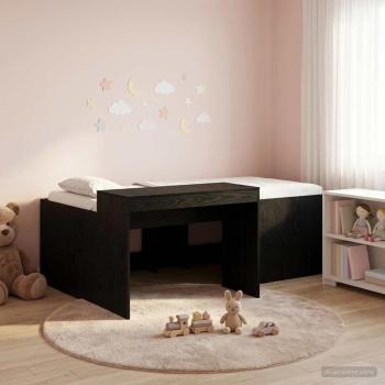 ARDEBO.de - Hochbett mit Schreibtisch für Kinder Schwarz 90 x 200 cm