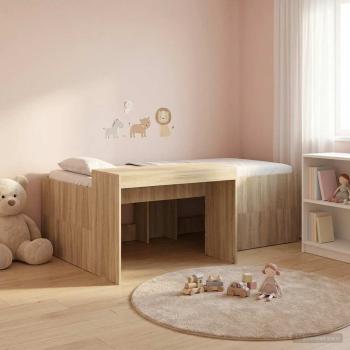 ARDEBO.de - Hochbett mit Schreibtisch für Kinder Sonoma-Eiche 90 x 200 cm