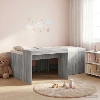 ARDEBO.de - Hochbett mit Schreibtisch für Kinder Grau Sonoma 90 x 200 cm