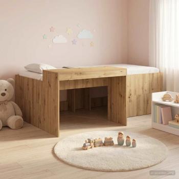 ARDEBO.de - Hochbett mit Schreibtisch für Kinder Artisan-Eiche 90 x 200 cm
