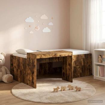 ARDEBO.de - Hochbett mit Schreibtisch für Kinder Geräucherte Eiche