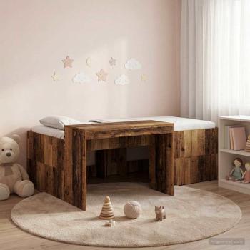ARDEBO.de - Hochbett mit Schreibtisch für Kinder Altholz 100 x 200 cm