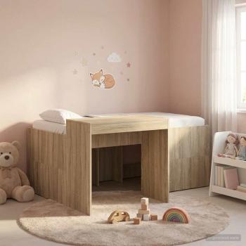 ARDEBO.de - Hochbett mit Schreibtisch für Kinder Sonoma-Eiche 80 x 160 cm