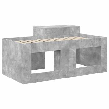 Hochbett mit Schreibtisch für Kinder Betongrau 80 x 160 cm