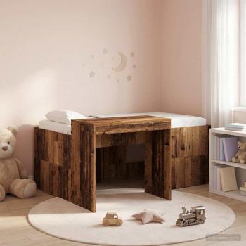 ARDEBO.de - Hochbett mit Schreibtisch für Kinder Altholz Holzwerkstoff