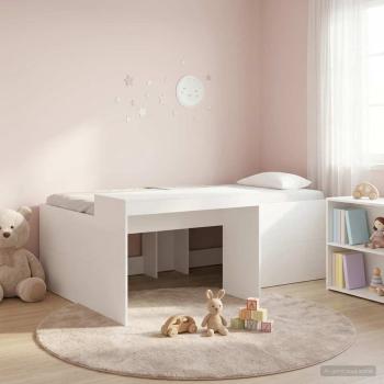 ARDEBO.de - Hochbett mit Schreibtisch f?r Kinder Wei? Holzwerkstoff