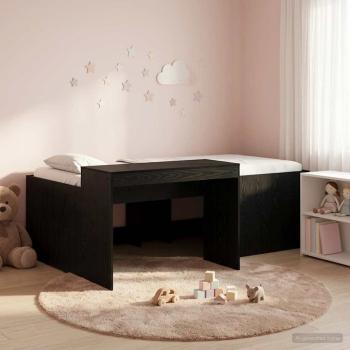 ARDEBO.de - Hochbett mit Schreibtisch für Kinder Schwarz Holzwerkstoff