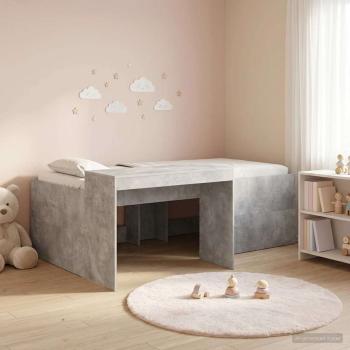 ARDEBO.de - Hochbett mit Schreibtisch für Kinder Betongrau Holzwerkstoff