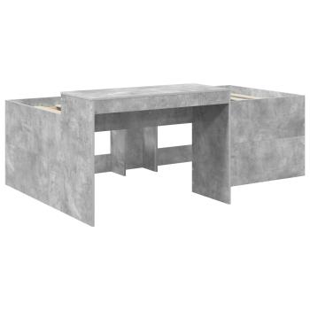 Hochbett mit Schreibtisch für Kinder Betongrau Holzwerkstoff