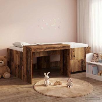 ARDEBO.de - Hochbett mit Schreibtisch für Kinder Altholz Holzwerkstoff