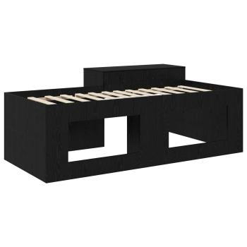 Hochbett mit Schreibtisch für Kinder Schwarz 75 x 190 cm