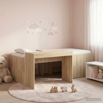 ARDEBO.de - Hochbett mit Schreibtisch für Kinder Sonoma-Eiche 75 x 190 cm
