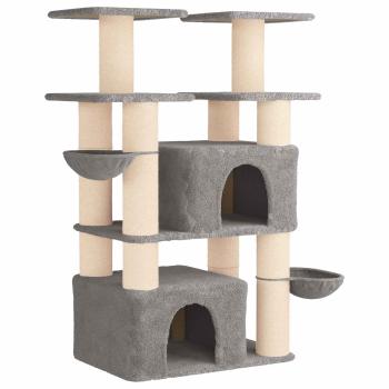 Katzennbaum mit Sisal-Kratzsäulen Hellgrau 147 cm 2 stk.