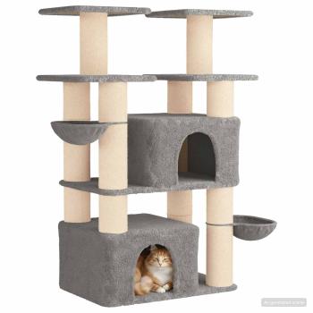 Katzennbaum mit Sisal-Kratzsäulen Hellgrau 147 cm 2 stk.