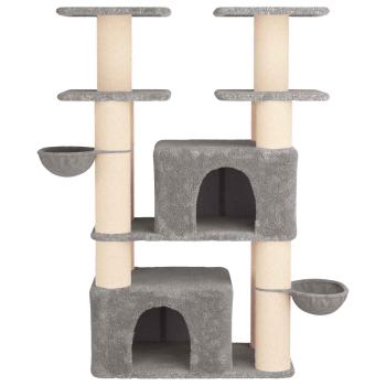 Katzennbaum mit Sisal-Kratzsäulen Hellgrau 147 cm 2 stk.