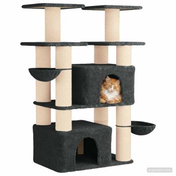 Katzennbaum mit Sisal-Kratzsäulen Dunkelgrau 147 cm 2 stk.