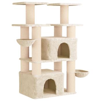 Katzennbaum mit Sisal-Kratzsäulen Creme 147 cm 2 stk.