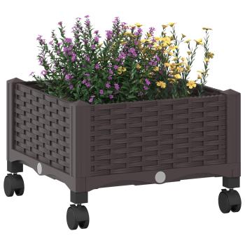 Gartenpflanzer mit Rädern Braun 40 x 40 x 29 cm PP