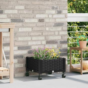 ARDEBO.de - Gartenpflanzer mit Rädern Schwarz 40 x 40 x 29 cm PP