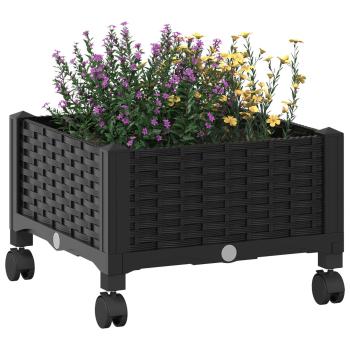 Gartenpflanzer mit Rädern Schwarz 40 x 40 x 29 cm PP