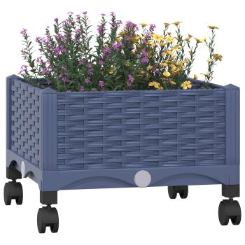 Gartenpflanzer mit Rädern Blaugrau 40 x 40 x 33 cm PP