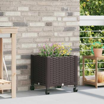 ARDEBO.de - Gartenpflanzer mit Rädern Braun 40 x 40 x 44 cm PP