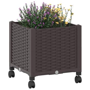 Gartenpflanzer mit Rädern Braun 40 x 40 x 44 cm PP