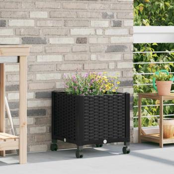 ARDEBO.de - Gartenpflanzer mit Rädern Schwarz 40 x 40 x 44 cm PP