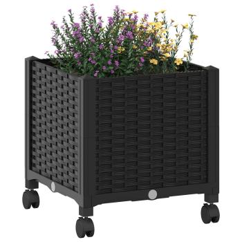 Gartenpflanzer mit Rädern Schwarz 40 x 40 x 44 cm PP