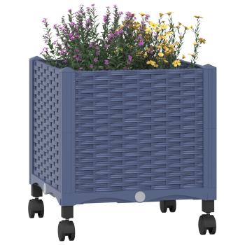 Gartenpflanzer mit Rädern Blaugrau 40 x 40 x 48 cm PP