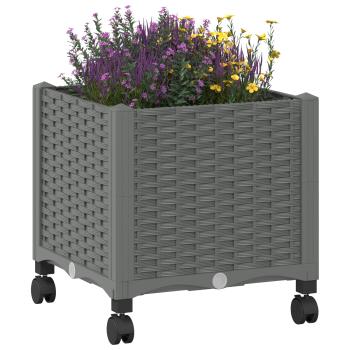 Gartenpflanzer mit Rädern Hellgrau 40 x 40 x 48 cm PP