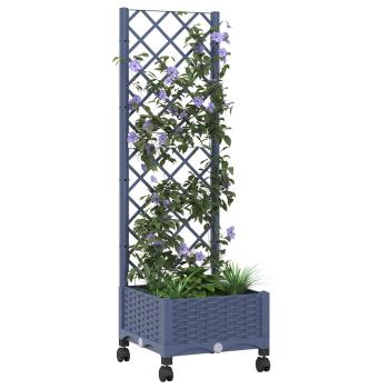 Pflanzkübel mit Spalier und Rädern Blaugrau 40 x 40 x 131,5 cm