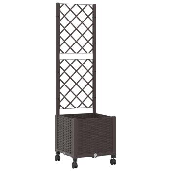 Pflanzkübel mit Spalier und Rädern Braun 40 x 40 x 146 cm PP